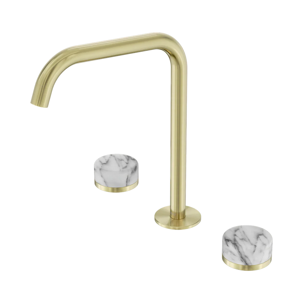 Nero Serenity Bath/Kitchen Set Edge Spout With Arabescato Corchia Handle Brushed Gold - Image 3