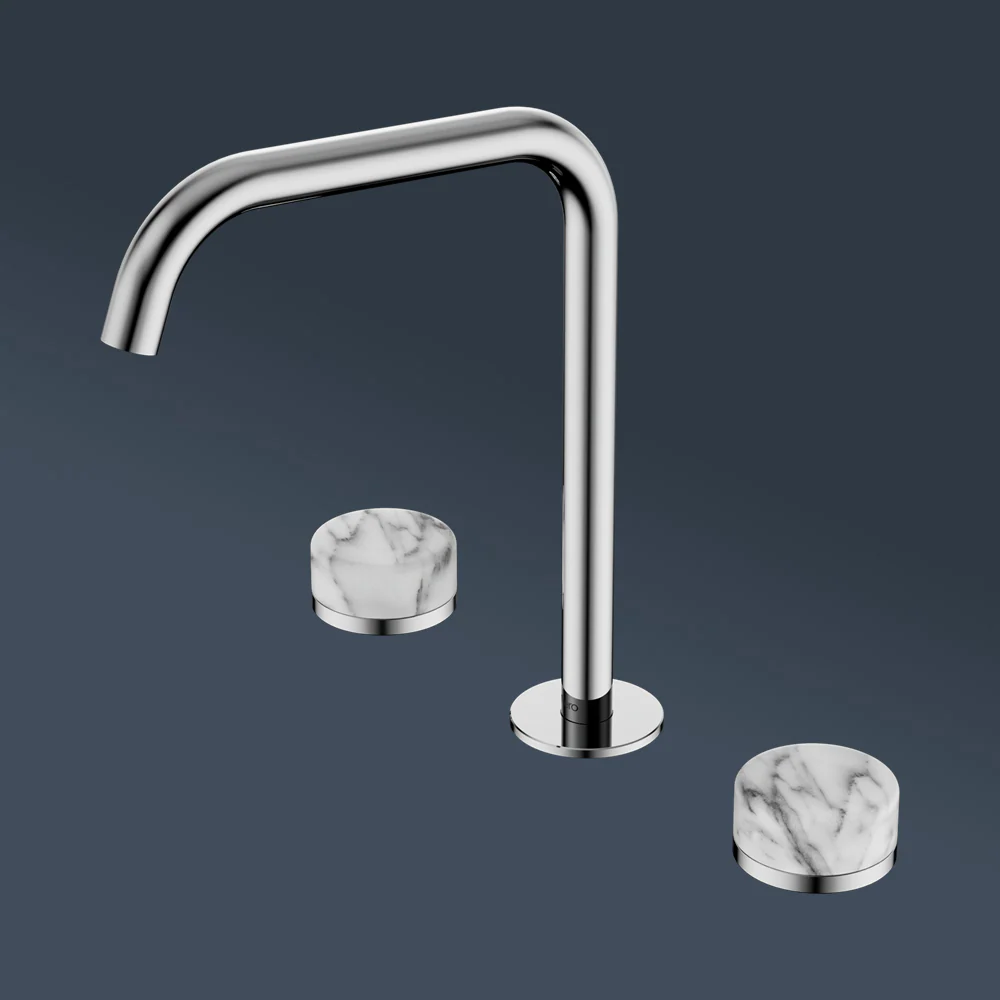 Nero Serenity Bath/Kitchen Set Edge Spout With Arabescato Corchia Handle Chrome - Image 2