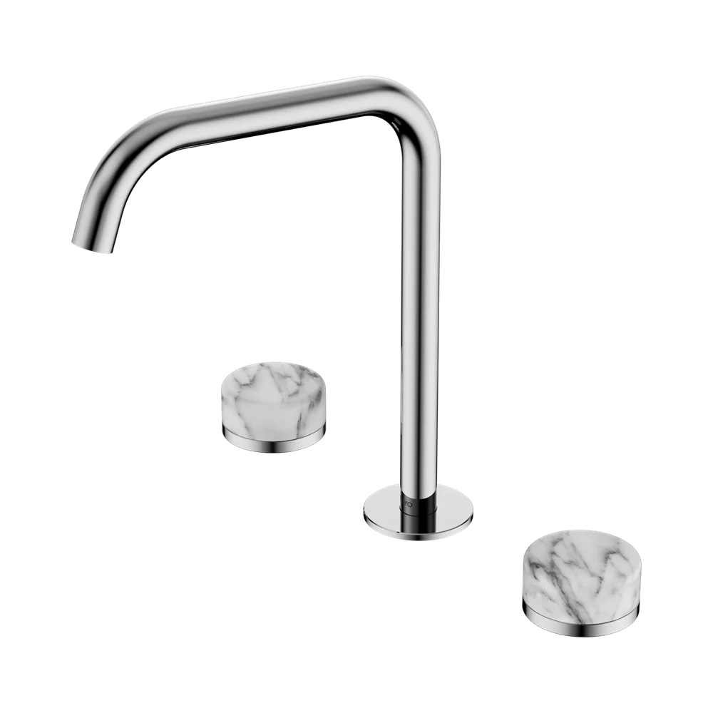Nero Serenity Bath/Kitchen Set Edge Spout With Arabescato Corchia Handle Chrome - Image 3