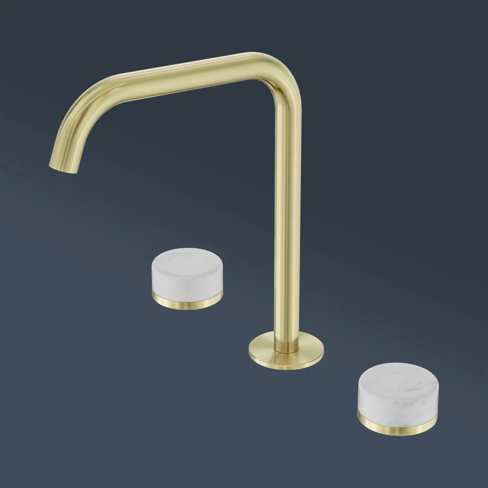 Nero Serenity Bath/Kitchen Set Edge Spout With Carrara Handle Brushed Gold - Image 2