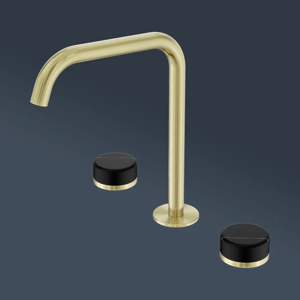 Nero Serenity Bath/Kitchen Set Edge Spout With Marquina Black Handle Brushed Gold - Image 2