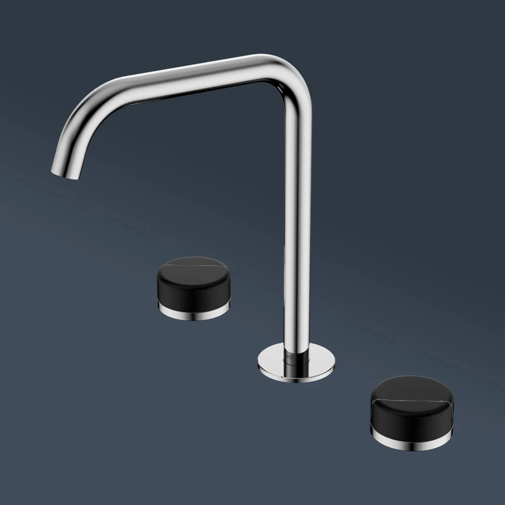 Nero Serenity Bath/Kitchen Set Edge Spout With Marquina Black Handle Chrome - Image 2