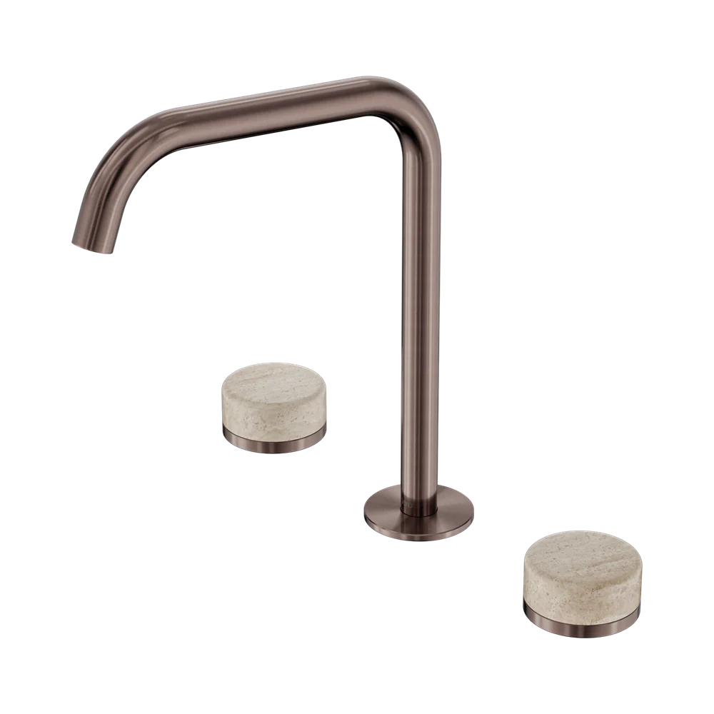 Nero Serenity Bath/Kitchen Set Edge Spout With Rome Travertine Handle Brushed Bronze - Image 3