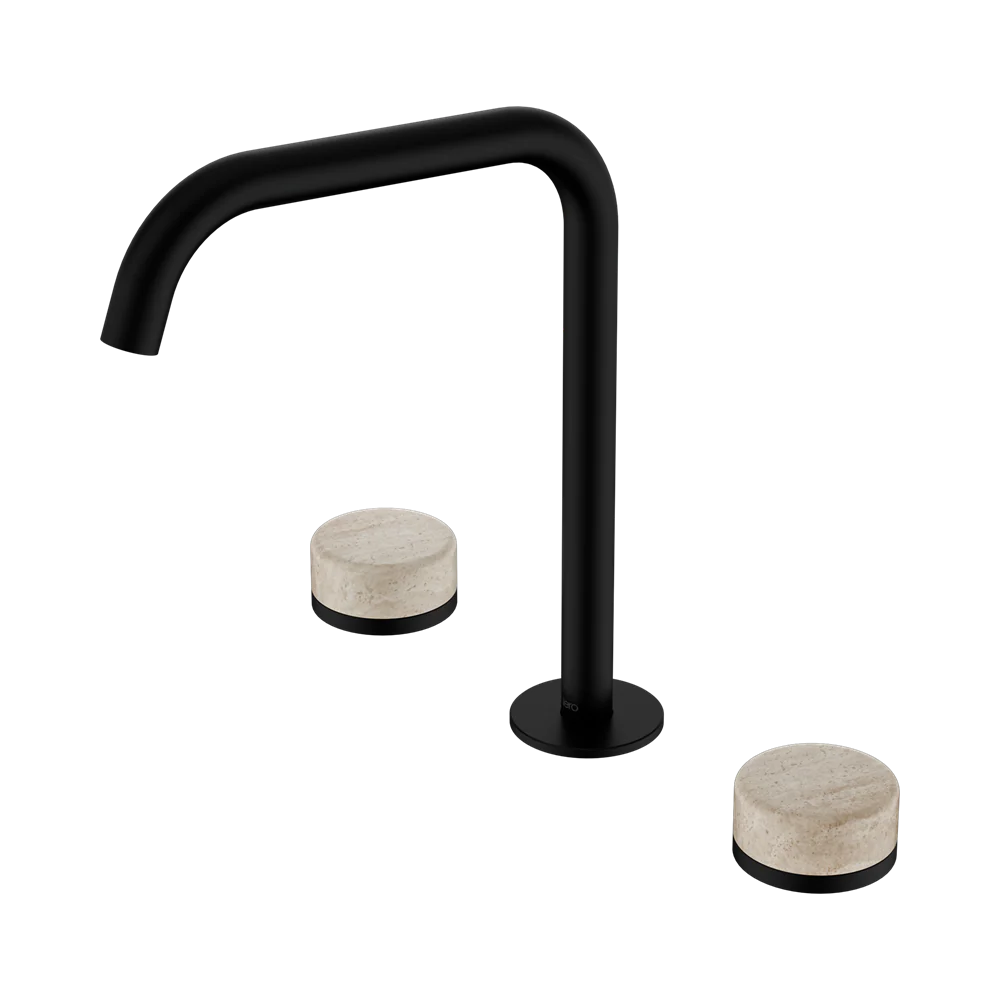 Nero Serenity Bath/Kitchen Set Edge Spout With Rome Travertine Handle Matte Black - Image 3