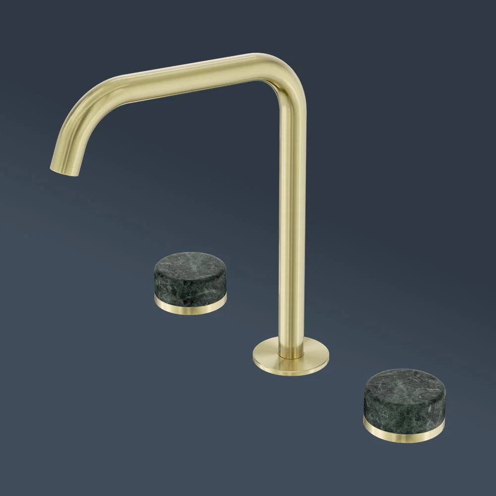 Nero Serenity Bath/Kitchen Set Edge Spout With Verde Alpi Handle Brushed Gold - Image 2