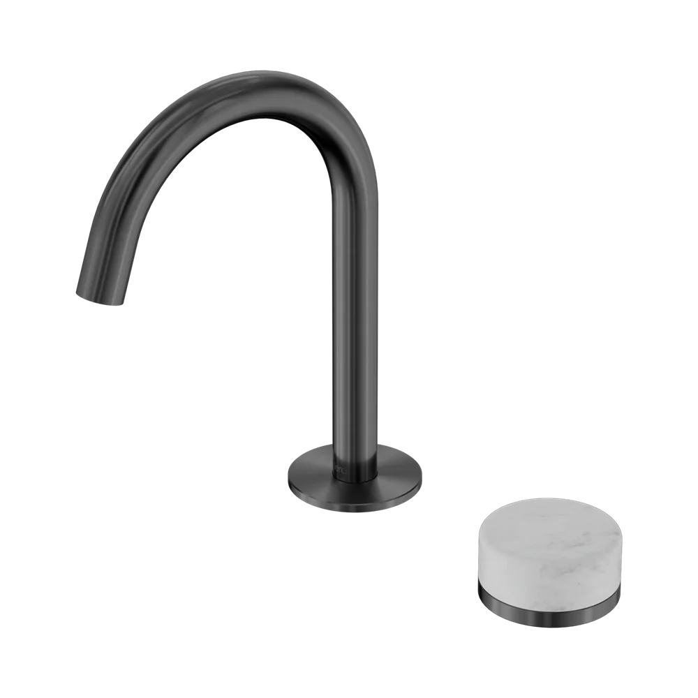 Nero Serenity Progressive Basin Mixer Arc Spout With Carrara Handle Gunmetal - Image 3