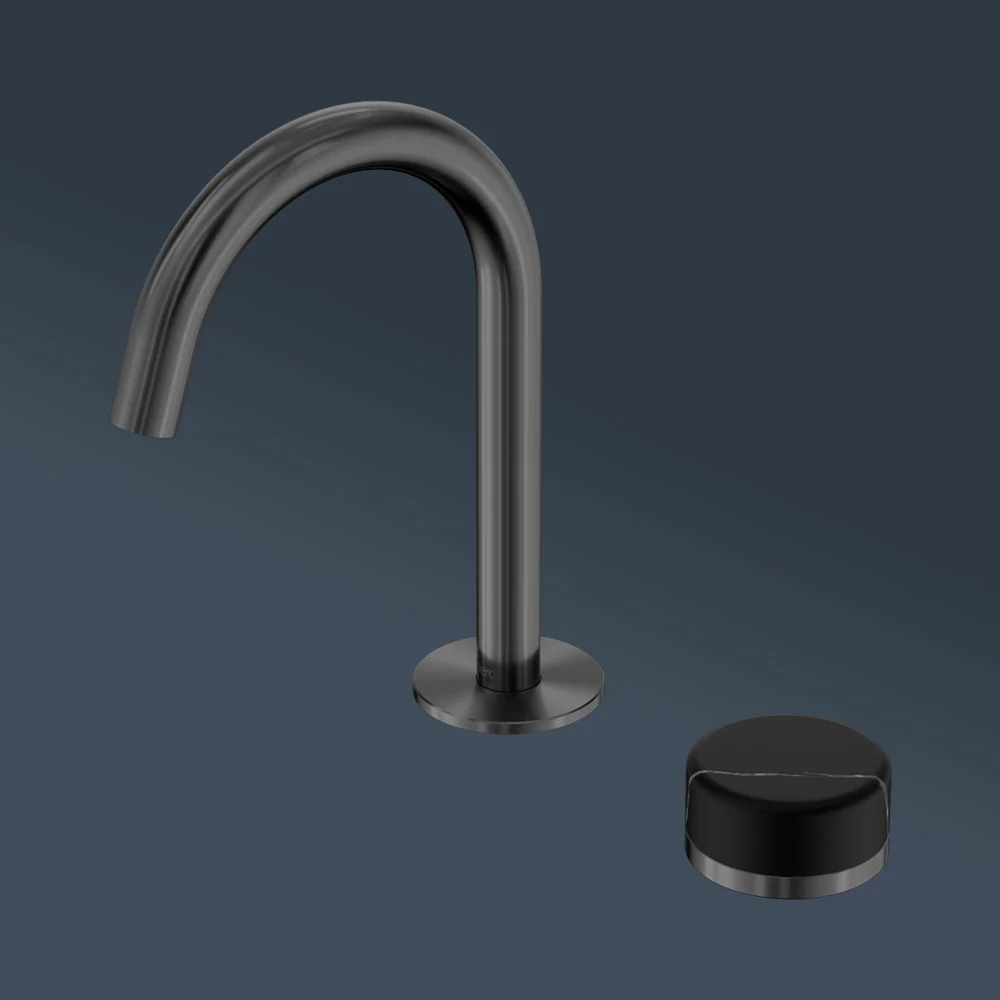 Nero Serenity Progressive Basin Mixer Arc Spout With Marquina Black Handle Gunmetal - Image 2