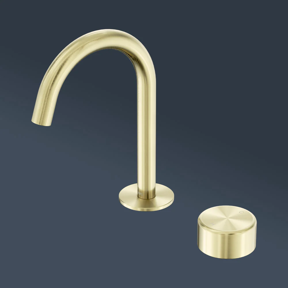 Nero Serenity Progressive Basin Mixer Arc Spout With Metal Handle Brushed Gold - Image 2