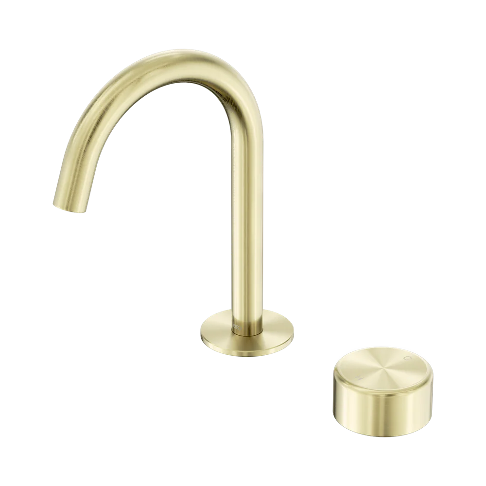 Nero Serenity Progressive Basin Mixer Arc Spout With Metal Handle Brushed Gold - Image 3
