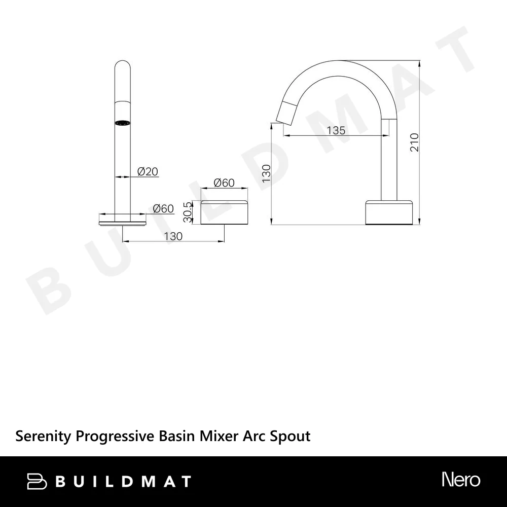 Nero Serenity Progressive Basin Mixer Arc Spout With Metal Handle Brushed Nickel - Image 4