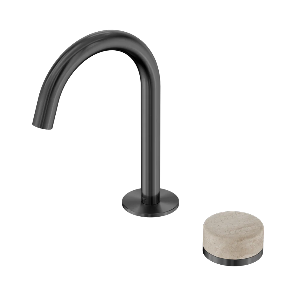 Nero Serenity Progressive Basin Mixer Arc Spout With Rome Travertine Handle Gunmetal - Image 3