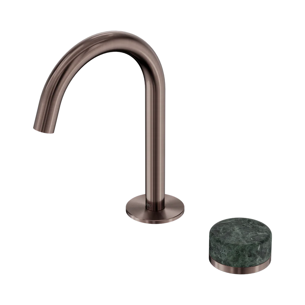 Nero Serenity Progressive Basin Mixer Arc Spout With Verde Alpi Handle Brushed Bronze
