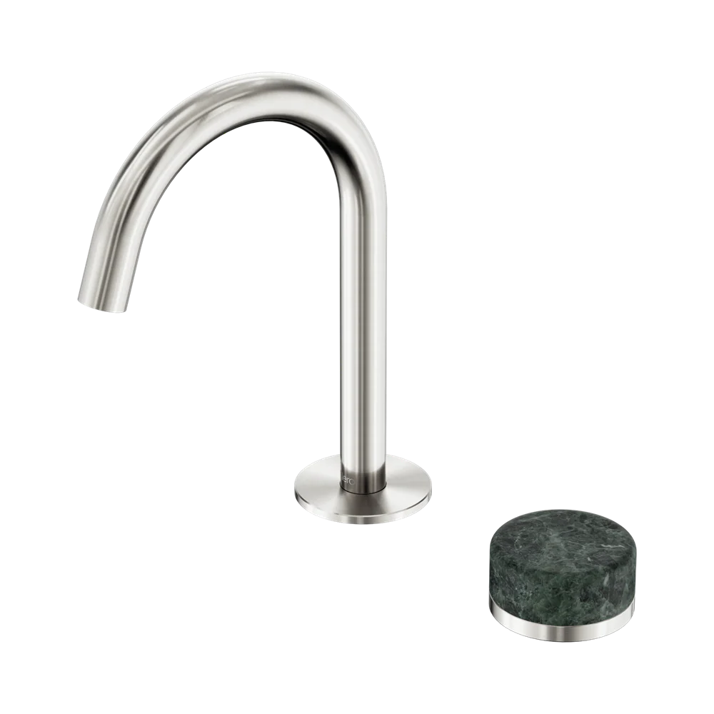 Nero Serenity Progressive Basin Mixer Arc Spout With Verde Alpi Handle Brushed Nickel