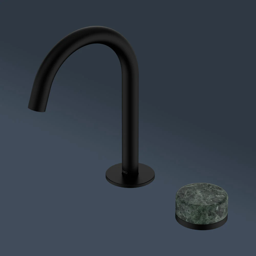 Nero Serenity Progressive Basin Mixer Arc Spout With Verde Alpi Handle Matte Black - Image 2