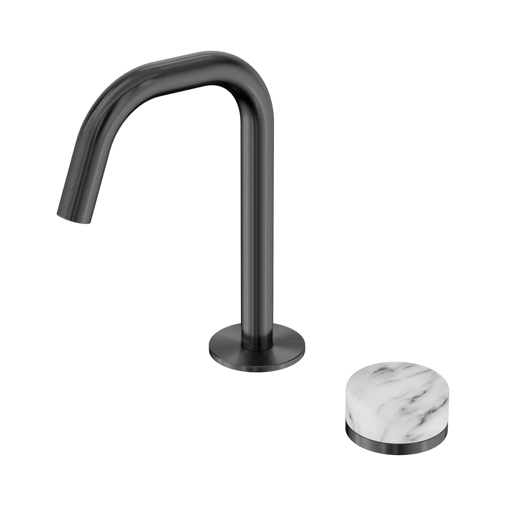 Nero Serenity Progressive Basin Mixer Edge Spout With Arabescato Corchia Handle Gunmetal - Image 3