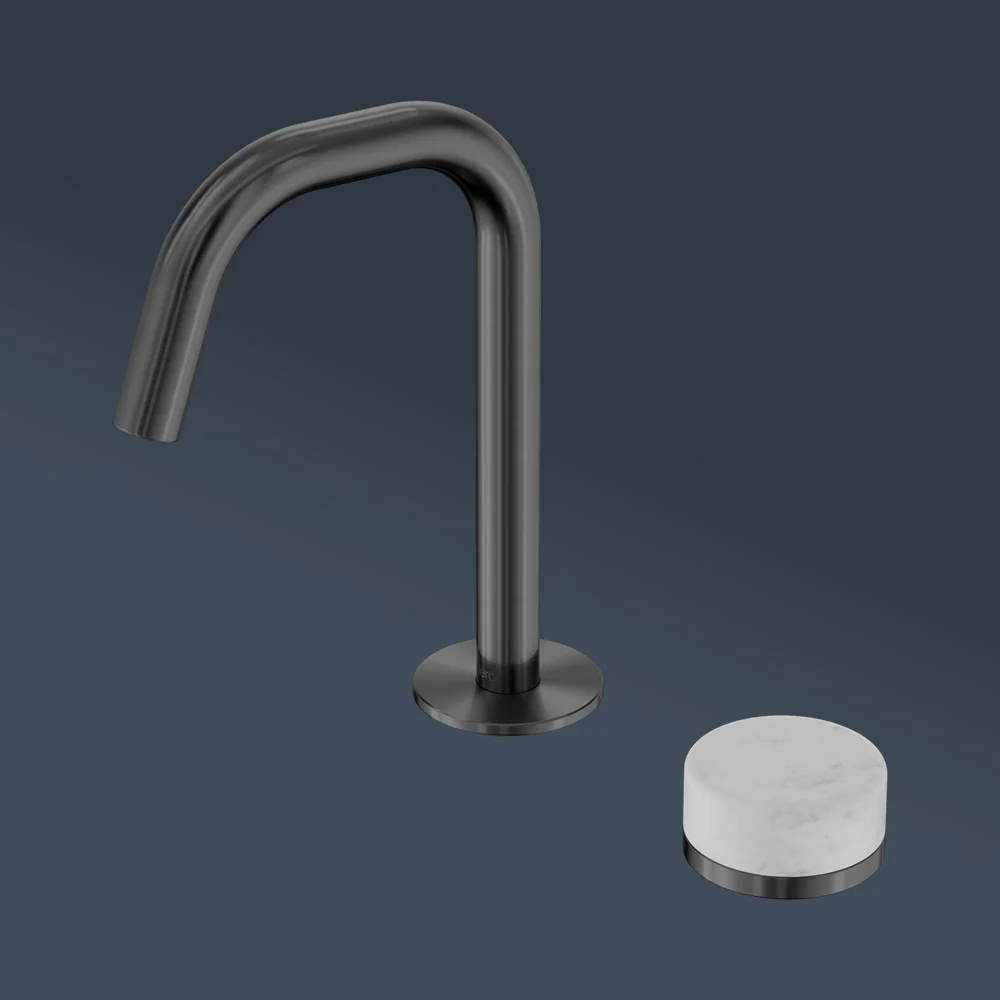 Nero Serenity Progressive Basin Mixer Edge Spout With Carrara Handle Gunmetal - Image 2