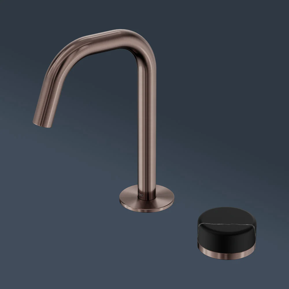 Nero Serenity Progressive Basin Mixer Edge Spout With Marquina Black Handle Brushed Bronze - Image 2