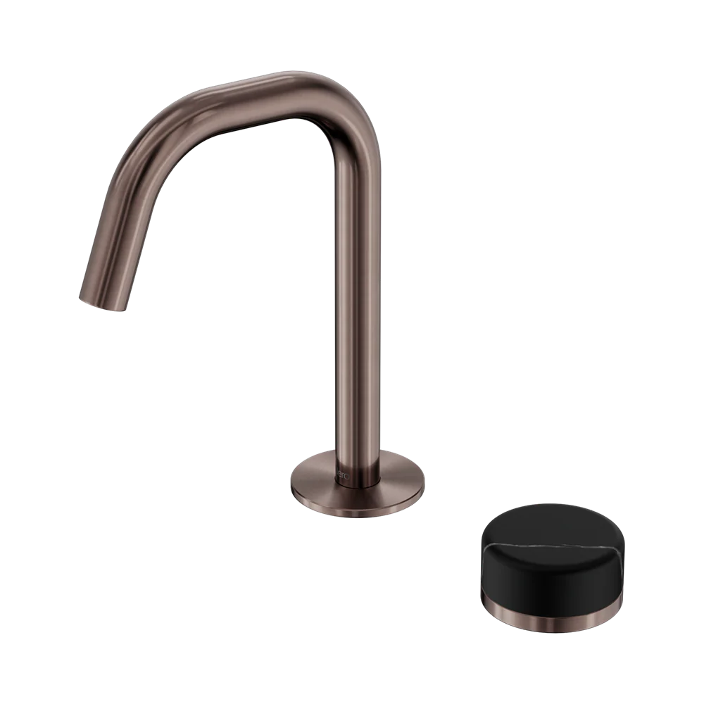 Nero Serenity Progressive Basin Mixer Edge Spout With Marquina Black Handle Brushed Bronze - Image 3