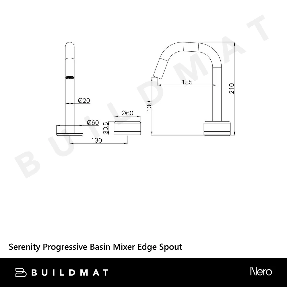 Nero Serenity Progressive Basin Mixer Edge Spout With Marquina Black Handle Chrome - Image 4