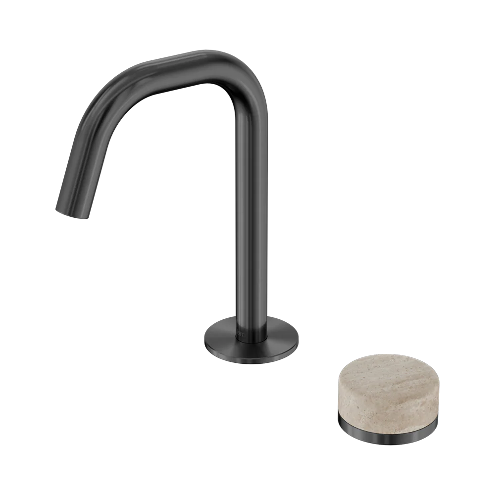 Nero Serenity Progressive Basin Mixer Edge Spout With Rome Travertine Handle Gunmetal - Image 3