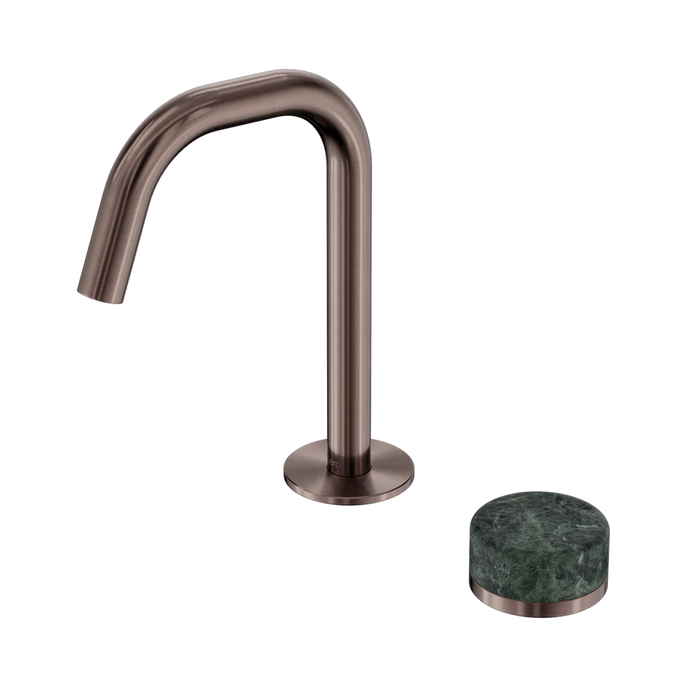 Nero Serenity Progressive Basin Mixer Edge Spout With Verde Alpi Handle Brushed Bronze