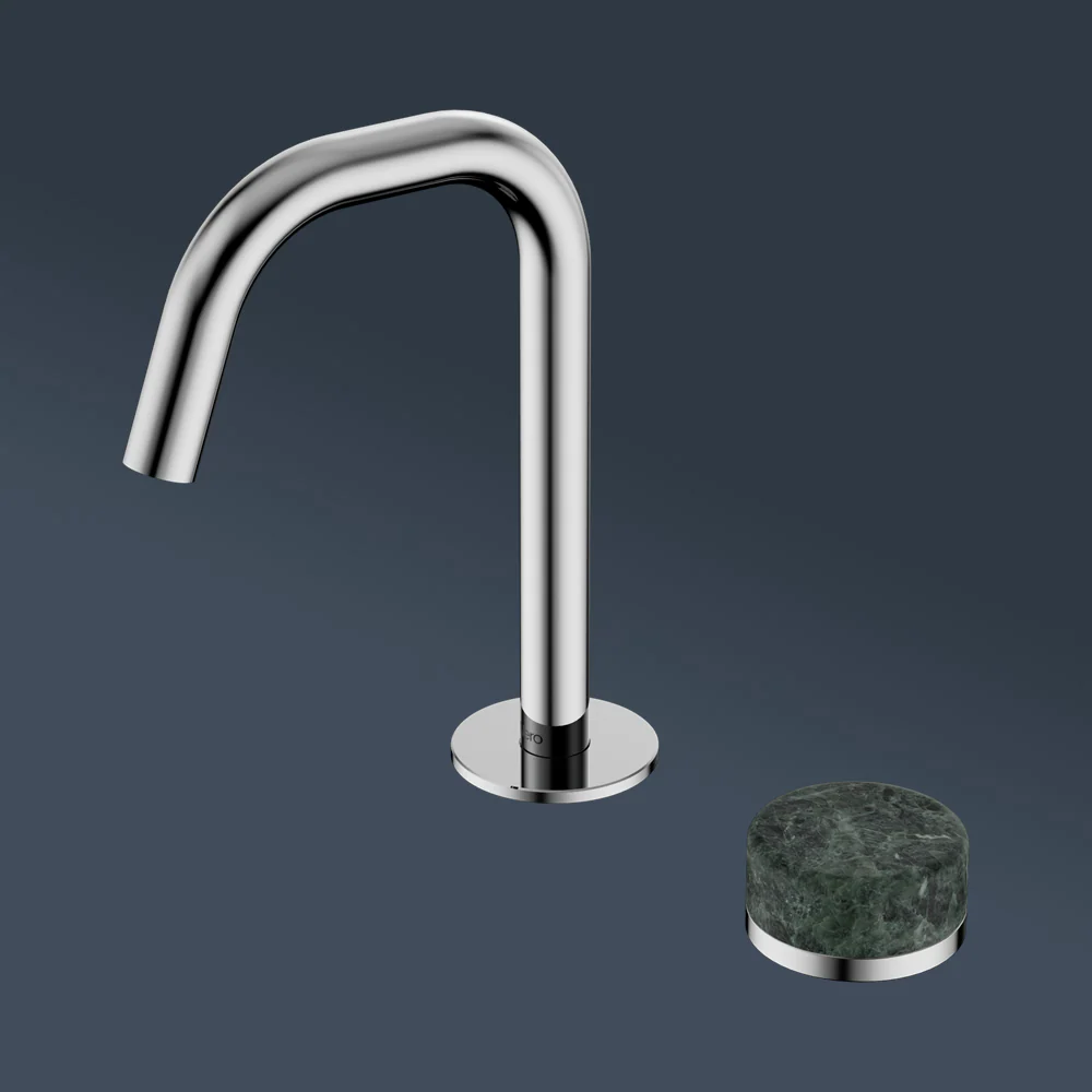 Nero Serenity Progressive Basin Mixer Edge Spout With Verde Alpi Handle Chrome - Image 2