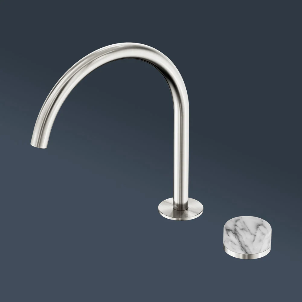 Nero Serenity Progressive Bath/Kitchen Mixer Arc Spout With Arabescato Corchia Handle Brushed Nickel - Image 2