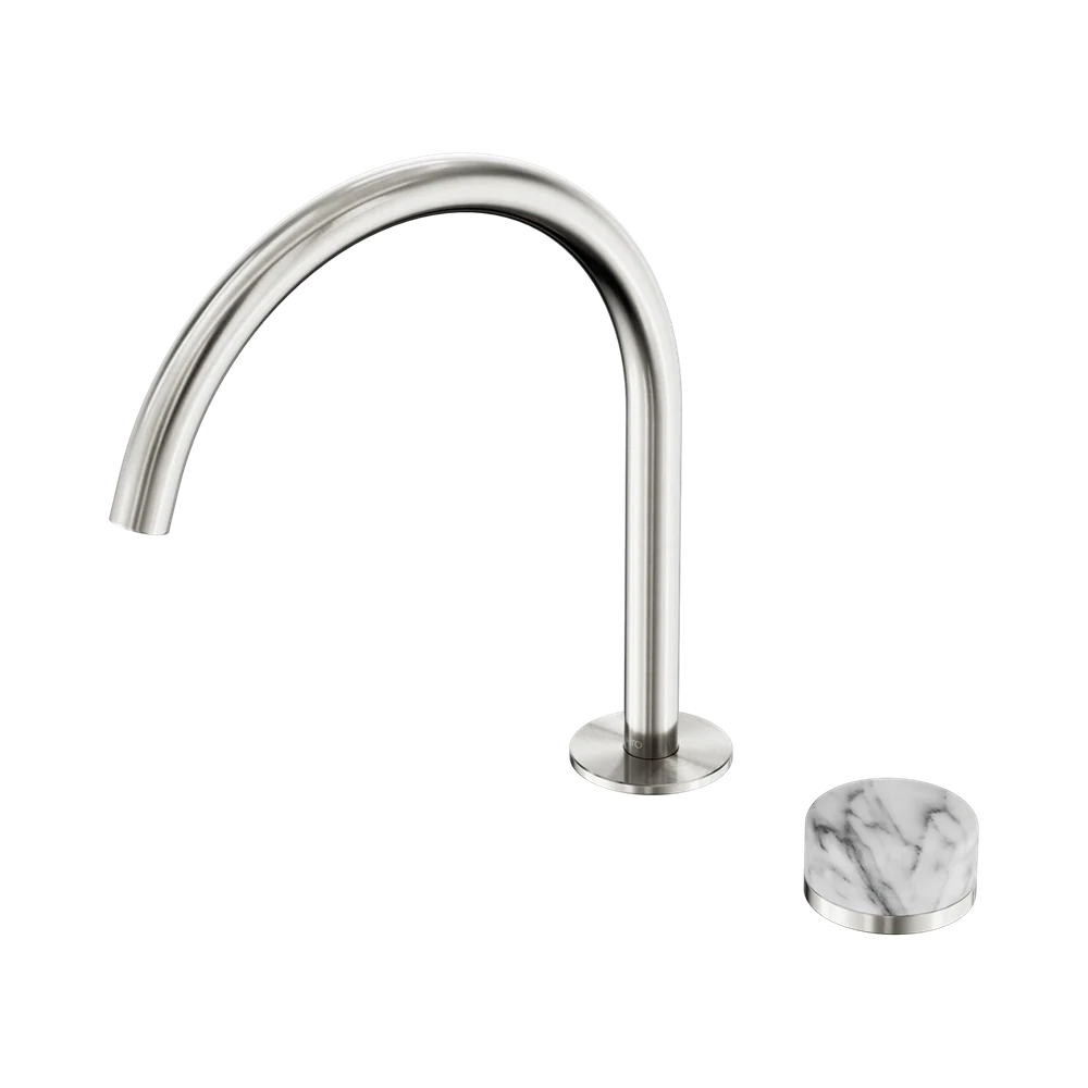 Nero Serenity Progressive Bath/Kitchen Mixer Arc Spout With Arabescato Corchia Handle Brushed Nickel - Image 3