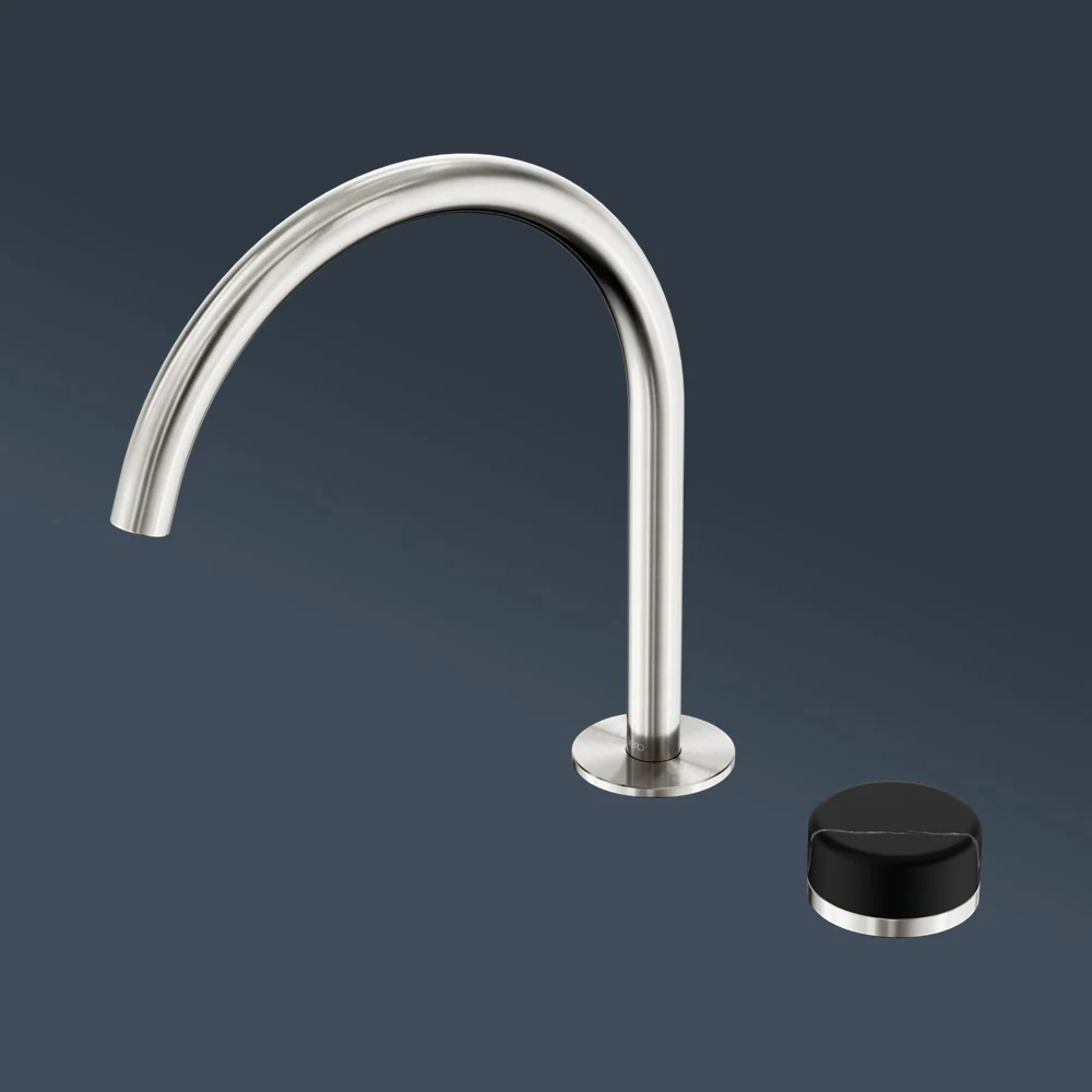 Nero Serenity Progressive Bath/Kitchen Mixer Arc Spout With Marquina Black Handle Brushed Nickel - Image 2