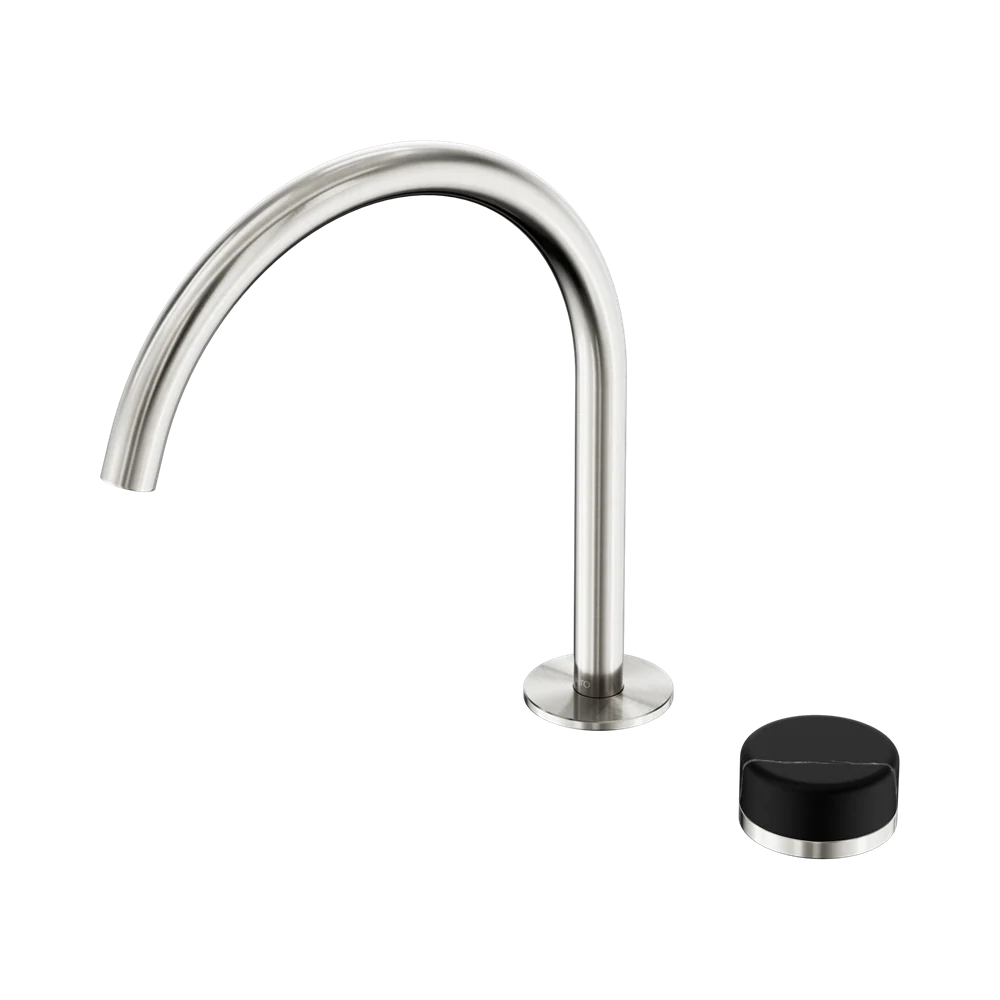 Nero Serenity Progressive Bath/Kitchen Mixer Arc Spout With Marquina Black Handle Brushed Nickel - Image 3