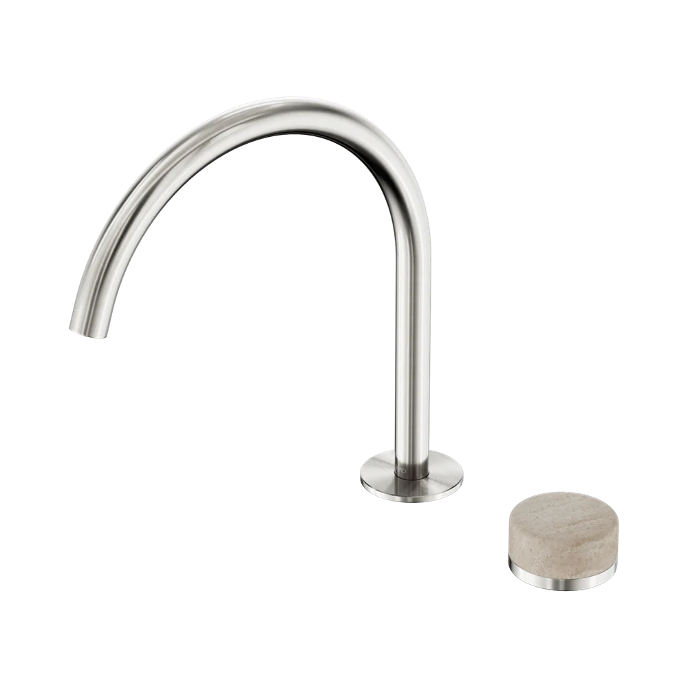 Nero Serenity Progressive Bath/Kitchen Mixer Arc Spout With Rome Travertine Handle Brushed Nickel - Image 3