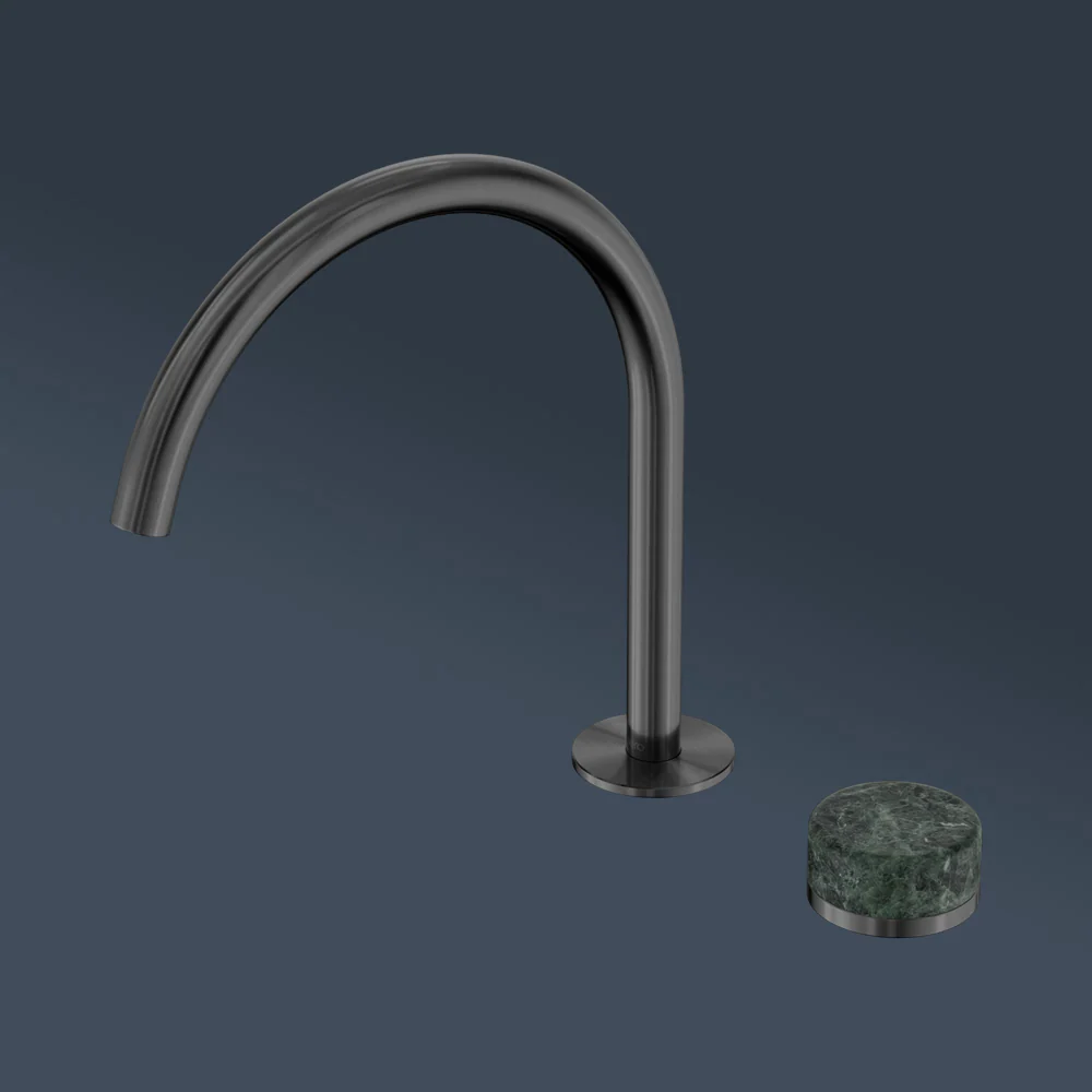 Nero Serenity Progressive Bath/Kitchen Mixer Arc Spout With Verde Alpi Handle Gunmetal - Image 2