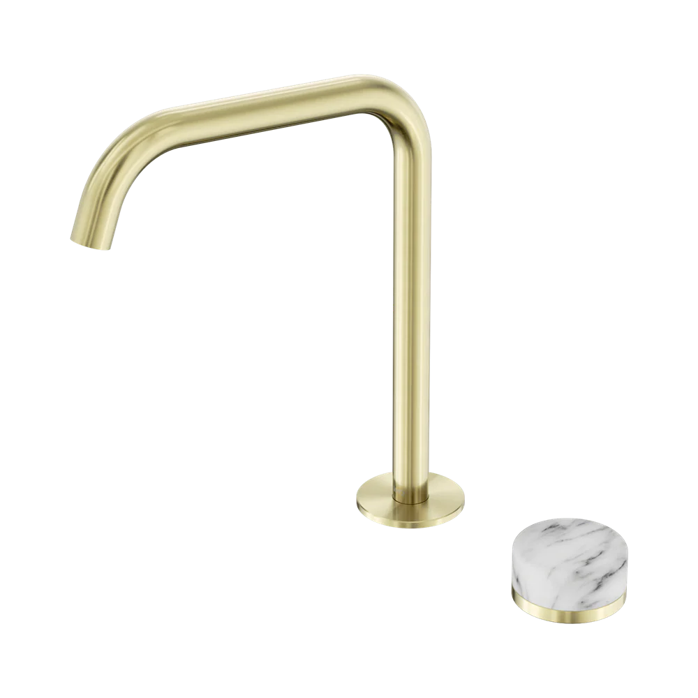 Nero Serenity Progressive Bath/Kitchen Mixer Edge Spout With Arabescato Corchia Handle Brushed Gold - Image 3
