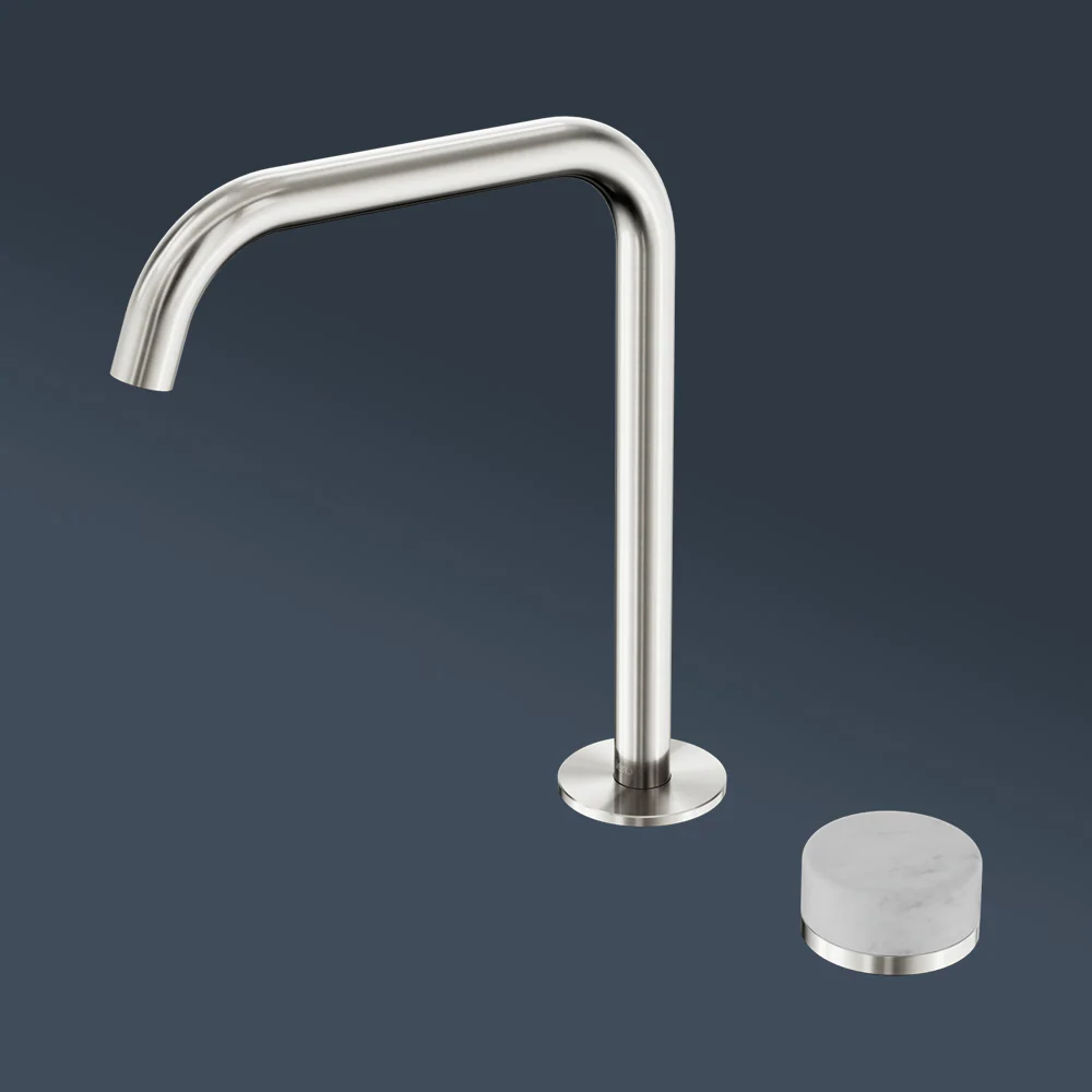 Nero Serenity Progressive Bath/Kitchen Mixer Edge Spout With Carrara Handle Brushed Nickel - Image 2