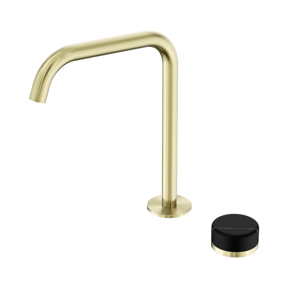 Nero Serenity Progressive Bath/Kitchen Mixer Edge Spout With Marquina Black Handle Brushed Gold - Image 3