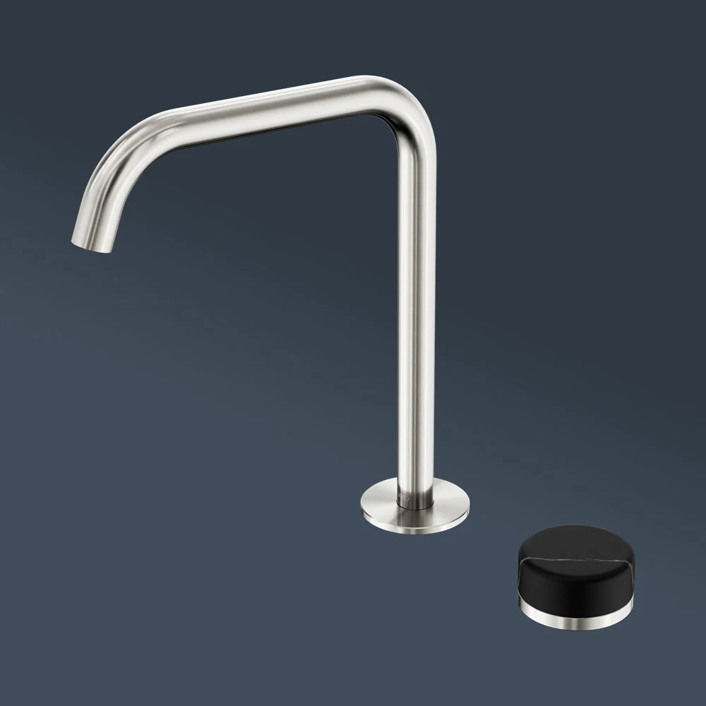 Nero Serenity Progressive Bath/Kitchen Mixer Edge Spout With Marquina Black Handle Brushed Nickel - Image 2