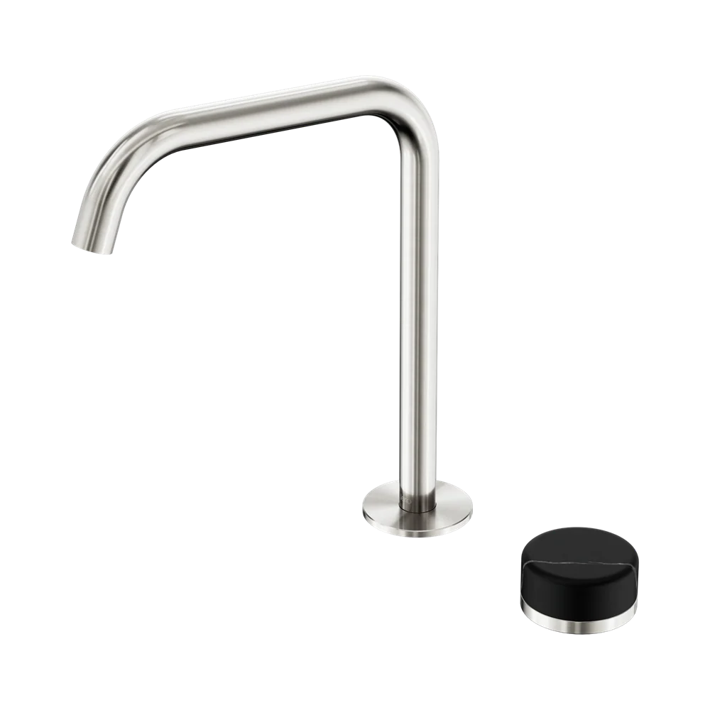 Nero Serenity Progressive Bath/Kitchen Mixer Edge Spout With Marquina Black Handle Brushed Nickel - Image 3