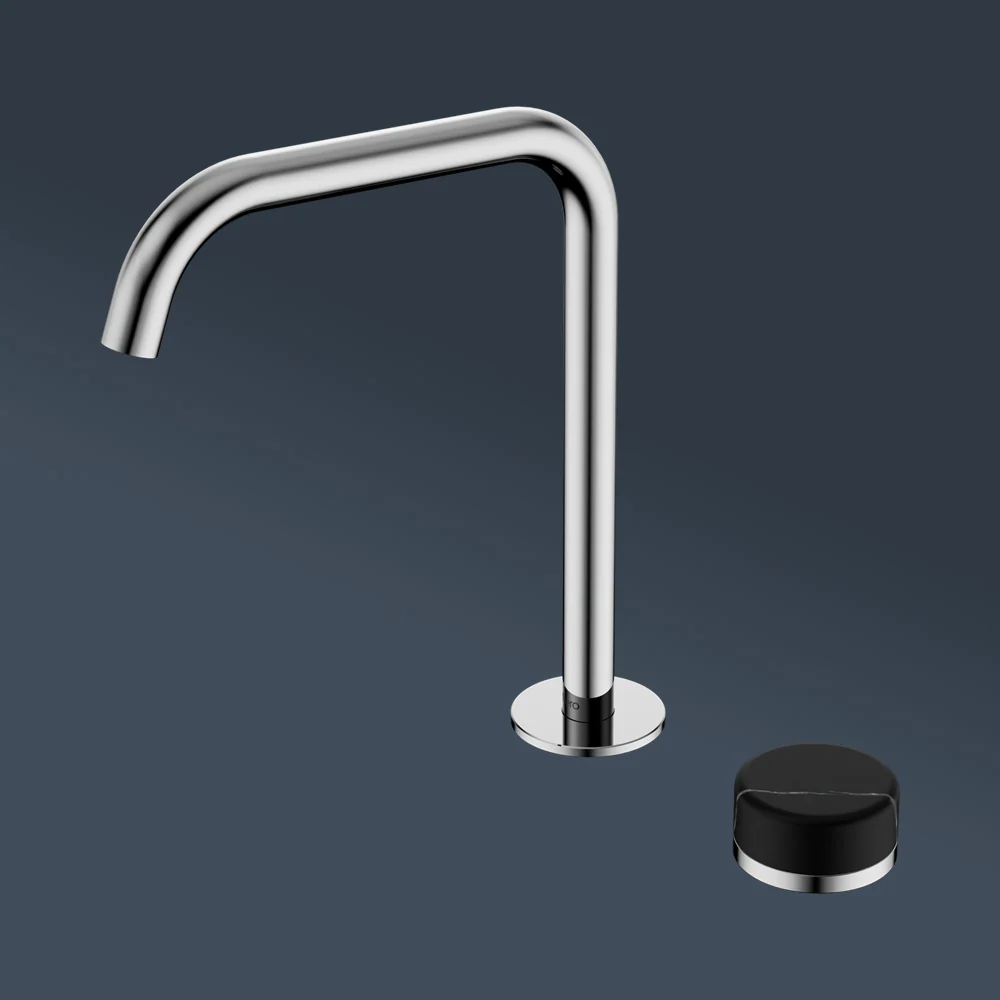 Nero Serenity Progressive Bath/Kitchen Mixer Edge Spout With Marquina Black Handle Chrome - Image 2