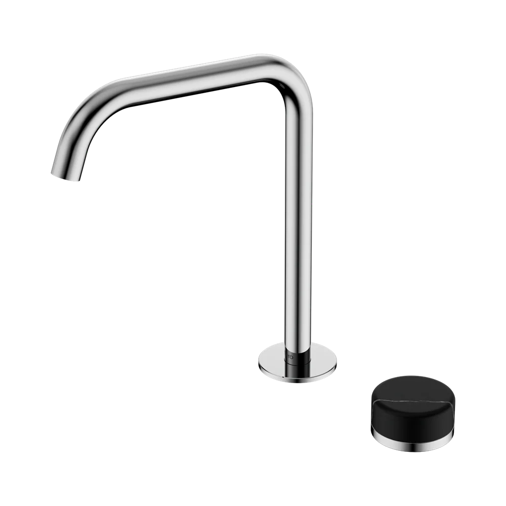 Nero Serenity Progressive Bath/Kitchen Mixer Edge Spout With Marquina Black Handle Chrome - Image 3