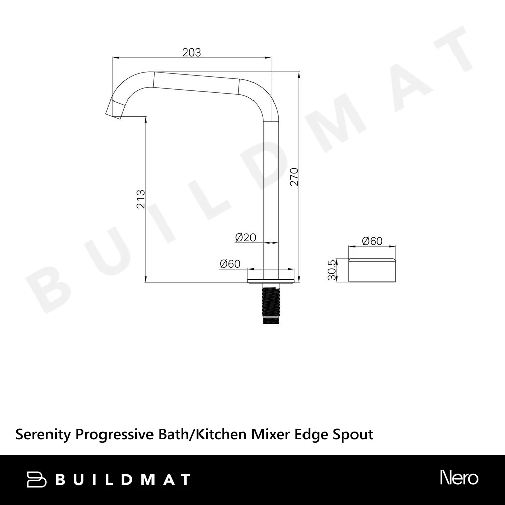 Nero Serenity Progressive Bath/Kitchen Mixer Edge Spout With Metal Handle Brushed Nickel - Image 4