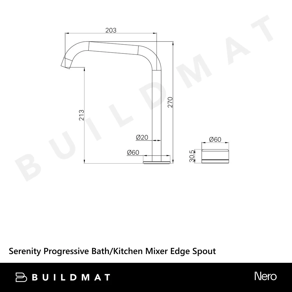 Nero Serenity Progressive Bath/Kitchen Mixer Edge Spout With Rome Travertine Handle Matte Black - Image 4