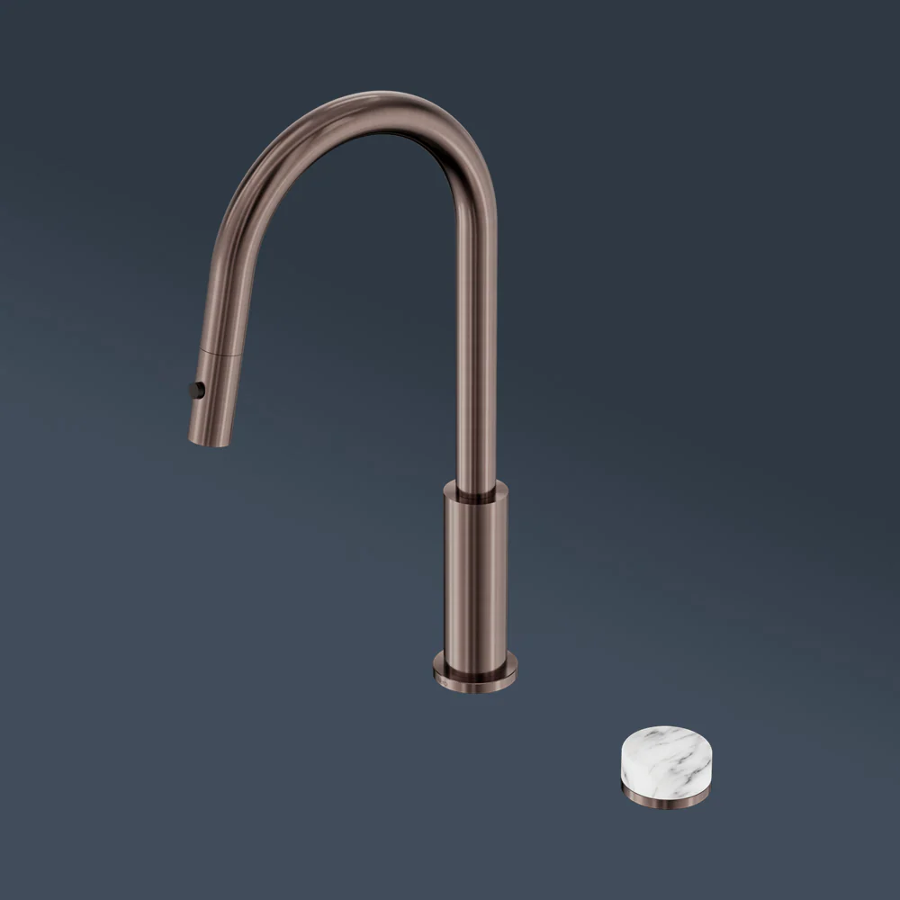 Nero Serenity Progressive Pull Out Kitchen Set With Arabescato Corchia Handle Brushed Bronze - Image 2