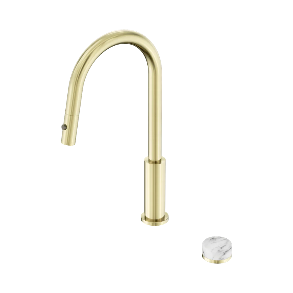 Nero Serenity Progressive Pull Out Kitchen Set With Arabescato Corchia Handle Brushed Gold