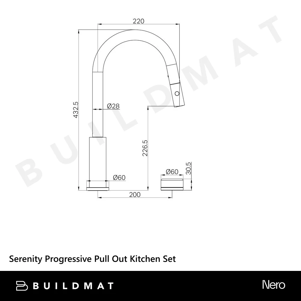 Nero Serenity Progressive Pull Out Kitchen Set With Rome Travertine Handle Matte Black - Image 4