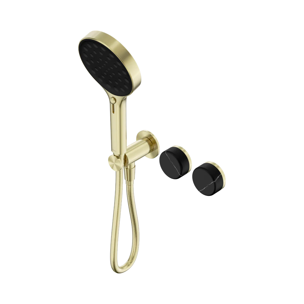 Nero Serenity Progressive Shower System With Marquina Black Handle And Serenity Hand Shower Brushed Gold