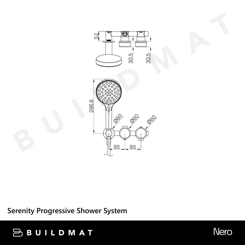 Nero Serenity Progressive Shower System With Marquina Black Handle And Serenity Hand Shower Brushed Nickel - Image 4