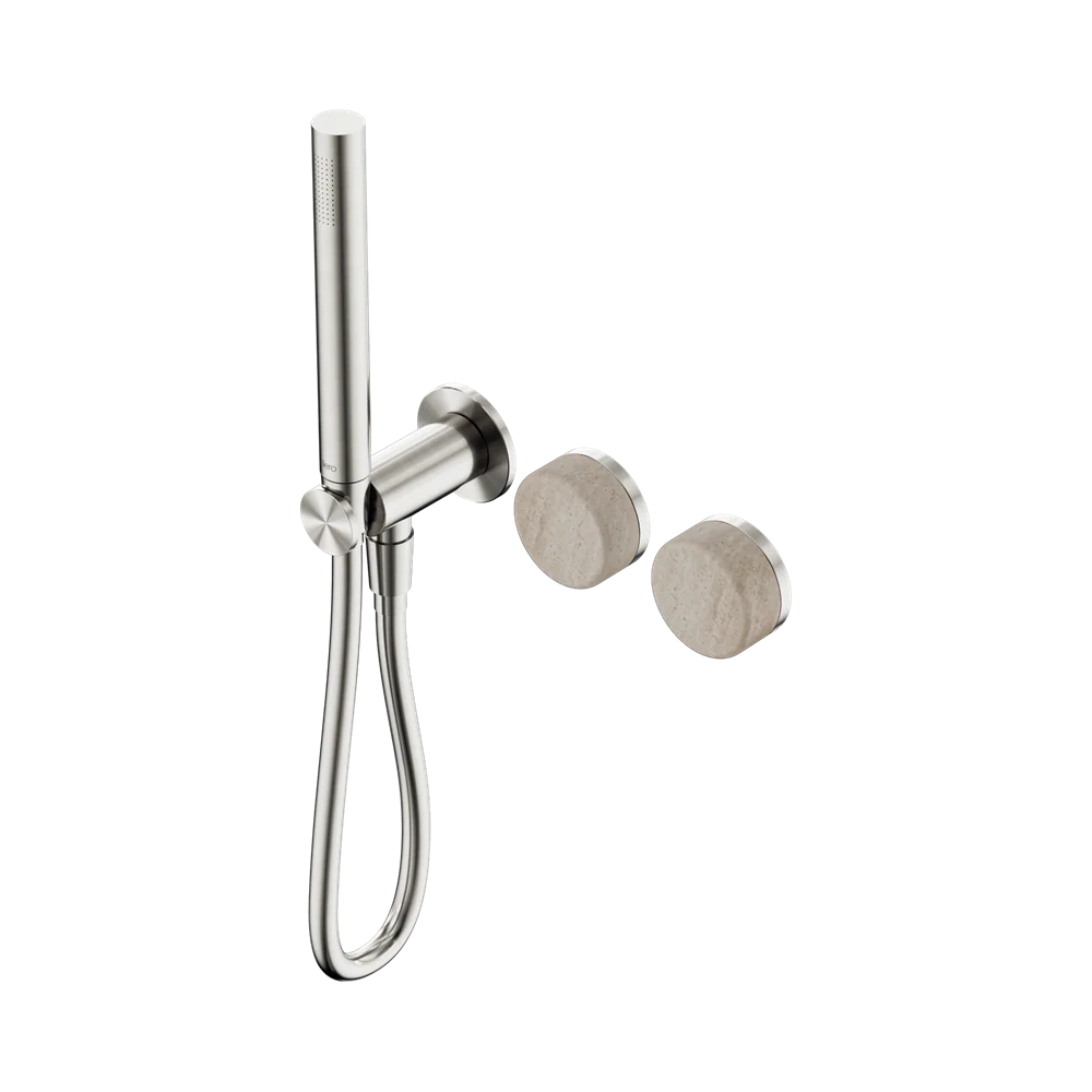 Nero Serenity Progressive Shower System With Rome Travertine Handle And Slim Shower Brushed Nickel - Image 3