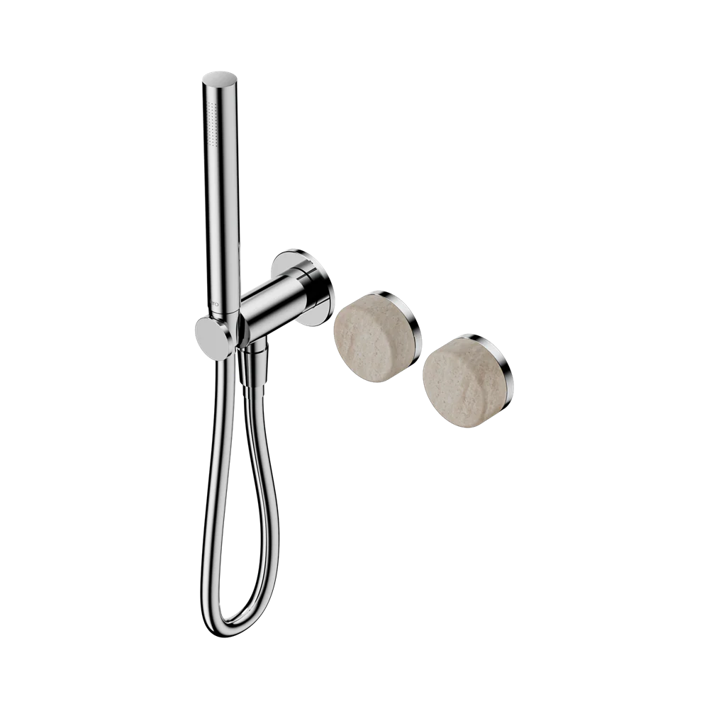 Nero Serenity Progressive Shower System With Rome Travertine Handle And Slim Shower Chrome - Image 3