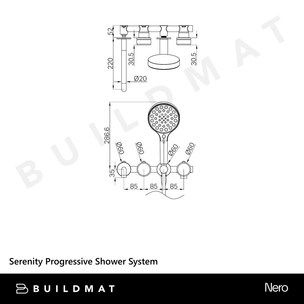 Nero Serenity Progressive Shower System With Spout With Arabescato Corchia Handle And Serenity Hand Shower Gunmetal - Image 4