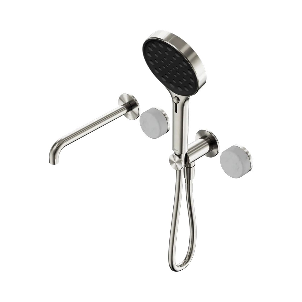 Nero Serenity Progressive Shower System With Spout With Carrara Handle And Serenity Hand Shower Brushed Nickel - Image 3